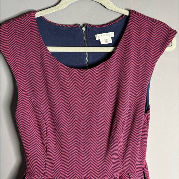 Cooperative Purple Striped Sleeveless A Line Lined Dress Exposed Zipper Sz 2 - Picture 2 of 7